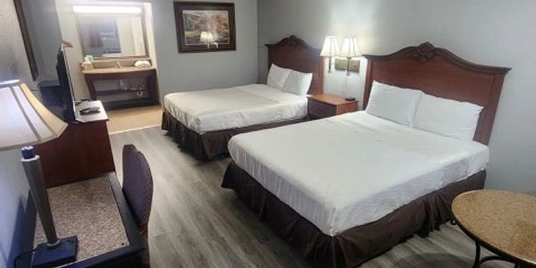 Hotel room with two queen beds